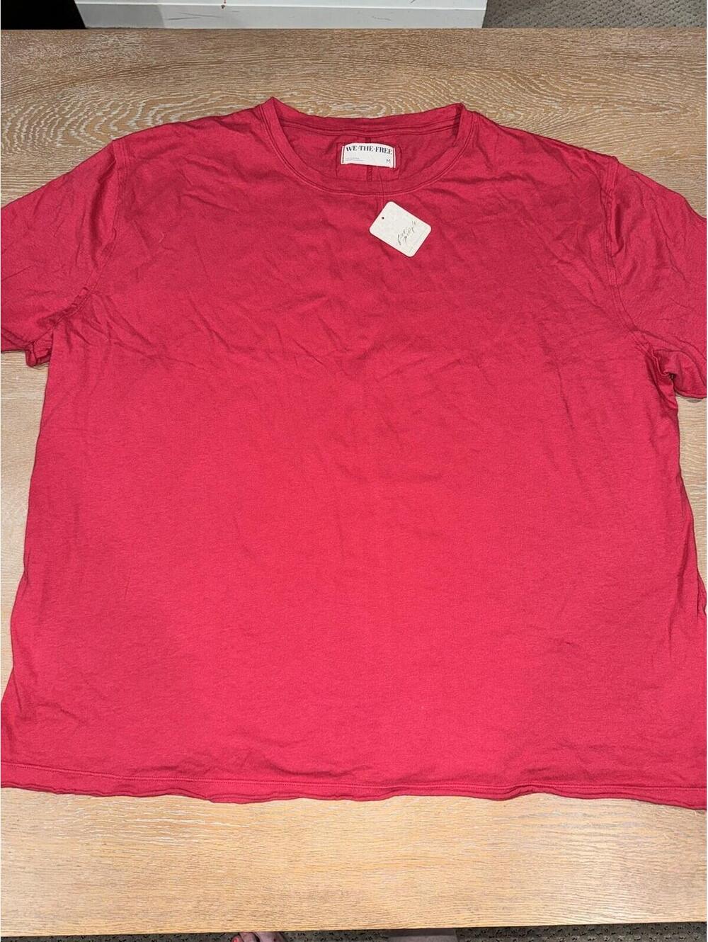 Free People We The Free Oversized Luxe Red Tee Shirt Top SIZE MEDIUM NWT